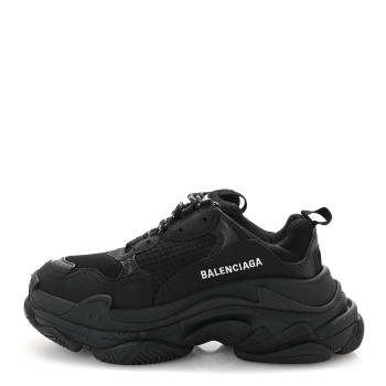 BALENCIAGA Fabric Mesh Womens Triple S Sneakers 37 Black