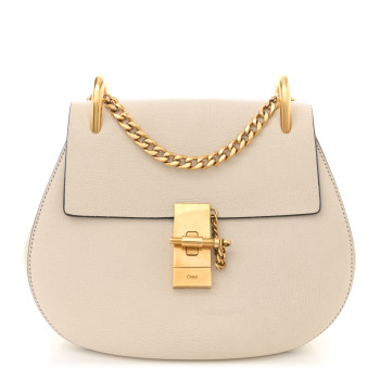 CHLOE Grained Calfskin Drew Shoulder Bag Abstract White