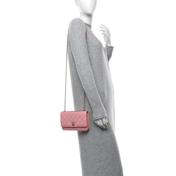 CHANEL Lambskin Quilted Trendy CC Wallet On Chain WOC Pink