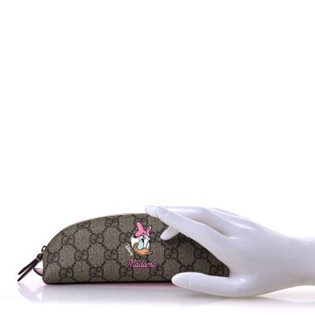 GUCCI X DISNEY GG Supreme Monogram Daisy Duck Pencil Case Pink