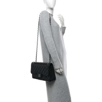 CHANEL Caviar Quilted Jumbo Double Flap Black