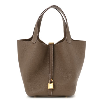 HERMES Taurillon Clemence Picotin Lock 22 MM Etoupe