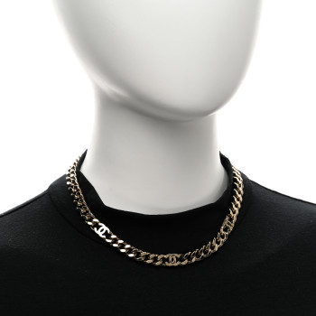 CHANEL Metal Enamel Chain CC Choker Gold White