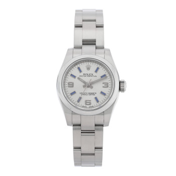 ROLEX Stainless Steel 26mm Oyster Perpetual Watch Blue Index 176200