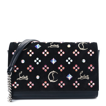 CHRISTIAN LOUBOUTIN Calfskin Spikes Loubinthesky Paloma Clutch Black Multicolor