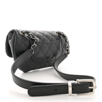 CHANEL Calfskin Quilted CC Uniform Flap Belt Bag Black