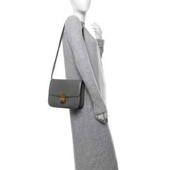 CELINE Box Calfskin Medium Classic Box Flap Bag Zinc