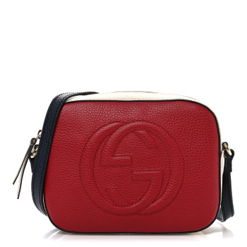 GUCCI Dollar Calfskin Small Soho Disco Bag Hibiscus Red Mystic White Blue