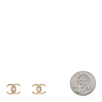CHANEL Crystal CC Large Stud Earrings Gold