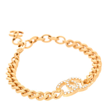 CHANEL Crystal CC Chain Link Bracelet Gold