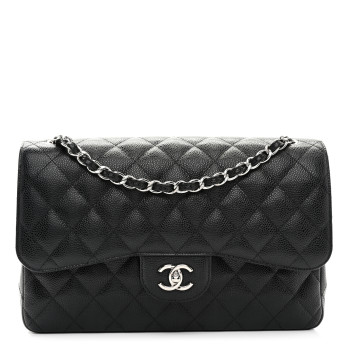CHANEL Caviar Quilted Jumbo Double Flap Black