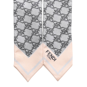 FENDI Silk FF Karligraphy Wrappy Bandeau Grey