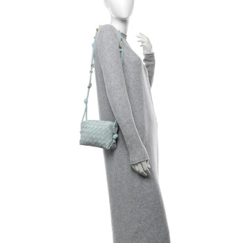 BOTTEGA VENETA Suede Intrecciato Loop Camera Bag Teal