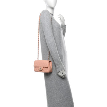 CHANEL Lambskin Quilted Mini Rectangular Flap Light Pink