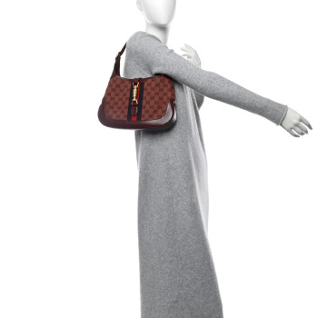 GUCCI Monogram Azalea Calfskin Web Small Jackie 1961 Hobo Sahara Rubino Chardonnay