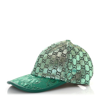 GUCCI Silk Blend Jacquard Monogram Santa Barbara Baseball Hat XL Green Black Radiant