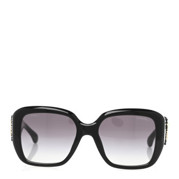 CHANEL Acetate Tweed Square Sunglasses 5512 Black