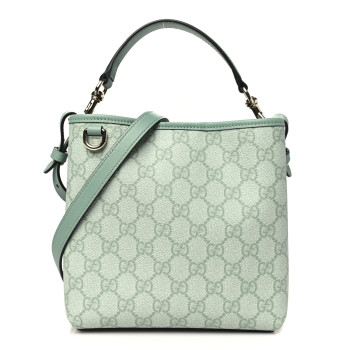 GUCCI GG Supreme Monogram Emblem Small Shoulder Bag Sage Green