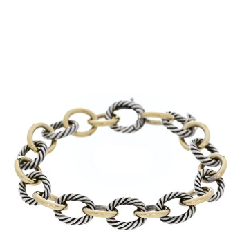 DAVID YURMAN Sterling Silver 18K Yellow Gold 12mm Medium Oval Link Bracelet