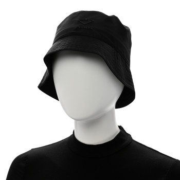 PRADA Re-Nylon Rubber Logo Mens Bucket Hat S Black