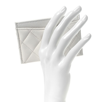 CHANEL Caviar Quilted Card Holder White