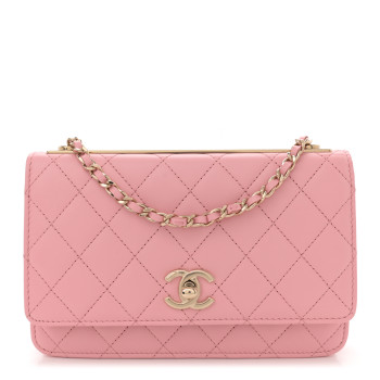 CHANEL Lambskin Quilted Trendy CC Wallet On Chain WOC Pink