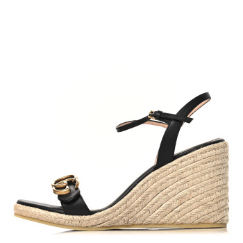 GUCCI Galassia Aitana Espadrille 10/95mm Wedge Sandals 40.5 Black