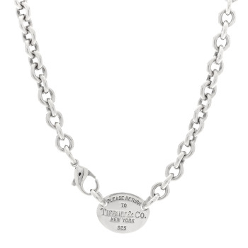 TIFFANY Sterling Silver Return to Tiffany Oval Tag Choker Necklace
