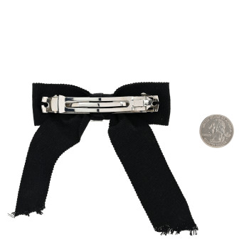 CHANEL Canvas Bow CC Hair Clip Black