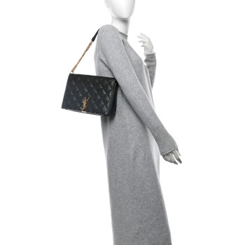 SAINT LAURENT Lambskin Quilted Mini Becky Chain Bag Vert Fonce
