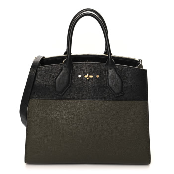 LOUIS VUITTON Calfskin City Steamer MM Kaki Black