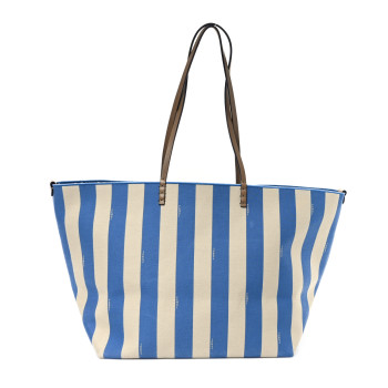 FENDI Pequin Vitello Reversible Large Shopping Tote Blue