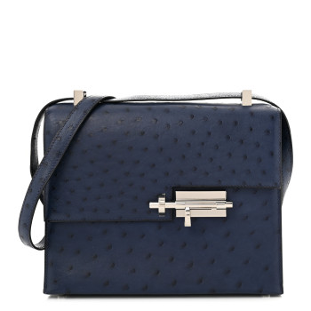 HERMES Ostrich Verrou 21 Bleu Iris HERMES Ostrich Verrou 21 Bleu Iris
