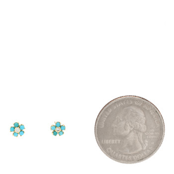 JENNIFER MEYER 18K Yellow Gold Diamond Turquoise Flower Stud Earrings