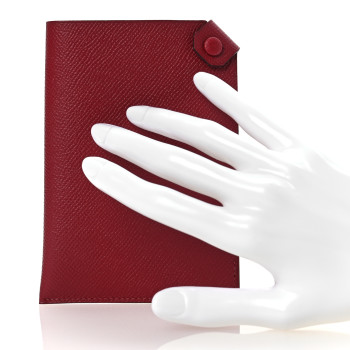 HERMES Epsom Tarmac PM Passport Holder Rouge Grenat