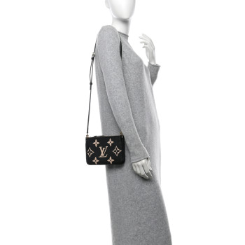 LOUIS VUITTON Empreinte Monogram Giant Double Zip Pochette Black Cream
