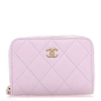 CHANEL Caviar Quilted Zip Coin Purse Light Pink
