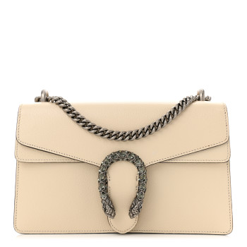 GUCCI Textured Calfskin Crystal Small Dionysus Shoulder Bag Mystic White