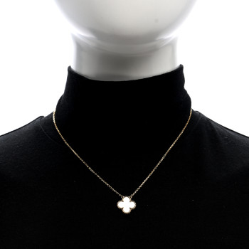 VAN CLEEF & ARPELS 18K Yellow Gold Mother of Pearl Vintage Alhambra Pendant Necklace