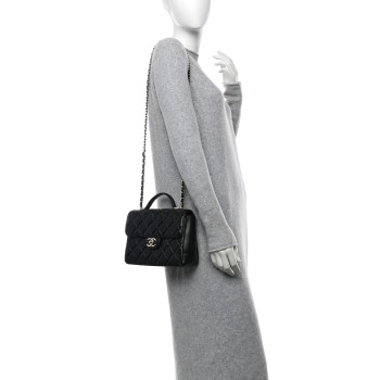 CHANEL Lambskin Quilted Small Top Handle Square Flap Black