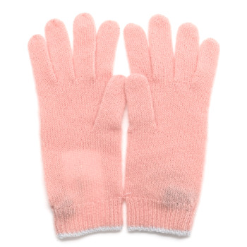 CHANEL Cashmere Silk CC Gloves Pink Light Blue