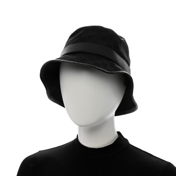 GUCCI Monogram Textured Dollar Calfskin GG Jago Bucket Hat M Black