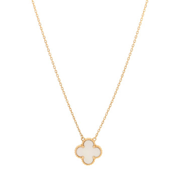 VAN CLEEF & ARPELS 18K Yellow Gold Mother of Pearl Vintage Alhambra Pendant Necklace