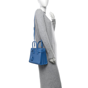SAINT LAURENT Grained Calfskin Baby Sac De Jour Blue Clair