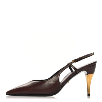 GUCCI Calfskin Slingback Pumps 36.5 Dark Brown
