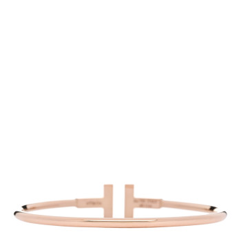 TIFFANY 18K Rose Gold Diamond Onyx T Wire Bracelet