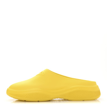 PRADA Soft Mellow Rubber Triangle Logo Embossed Mens Mules 41 Sole