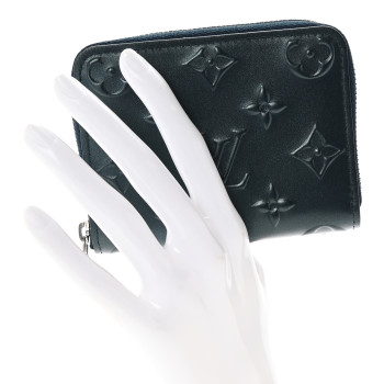 LOUIS VUITTON Calfskin Debossed Monogram Zippy Coin Purse Blue
