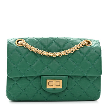 CHANEL Aged Calfskin Quilted 2.55 Reissue Mini Flap Green