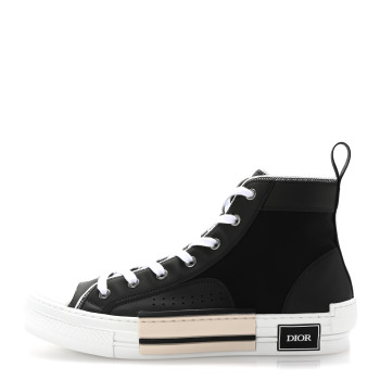 CHRISTIAN DIOR Nylon Calfskin Mens B23 High Top Sneakers 42 Black